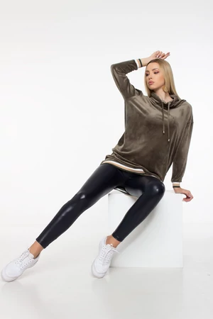 Virág kapucnis pulóver - Khaki